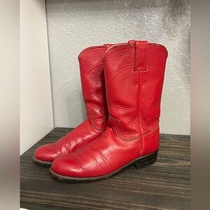 Red Leather Cowboy Boots Size 6B Vintage Western Rodeo